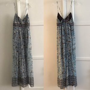 Nine West Blue & Brown Floral Maxi Dress